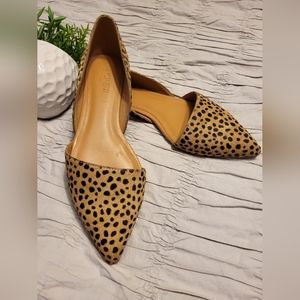 J Crew fur dyed calf hair leopard point toe flat